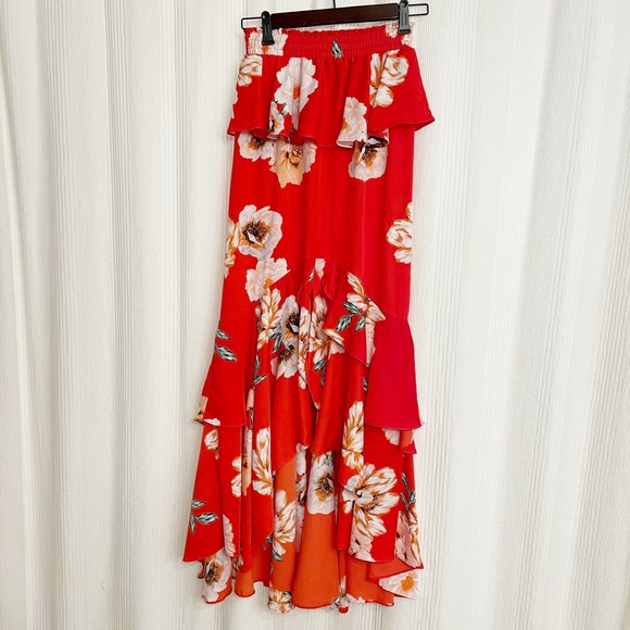 Misa Los Angeles Lucia Maxi Skirt in Red Floral Print - Picture 4 of 6